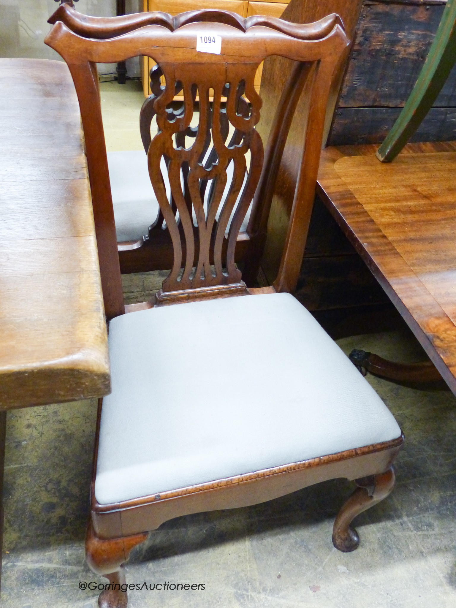 A pair of George II mahogany dining chairs